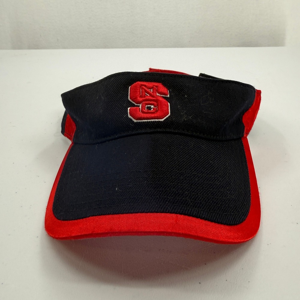 Vintage Nike NC State Wolfpack Visor Mens Black Red Embroidered Adjustable Hat